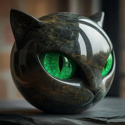 Caroline | Mysterieus zwart kattenkopsculptuur