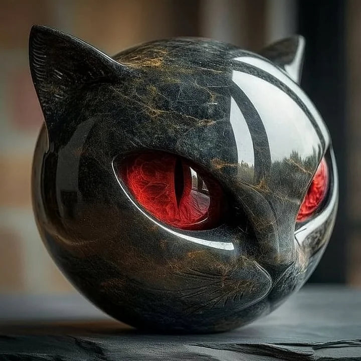 Caroline | Mysterieus zwart kattenkopsculptuur