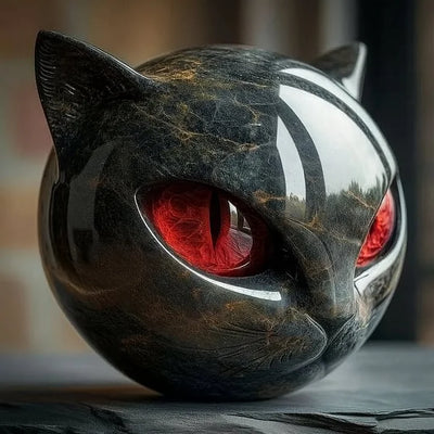 Caroline | Mysterieus zwart kattenkopsculptuur