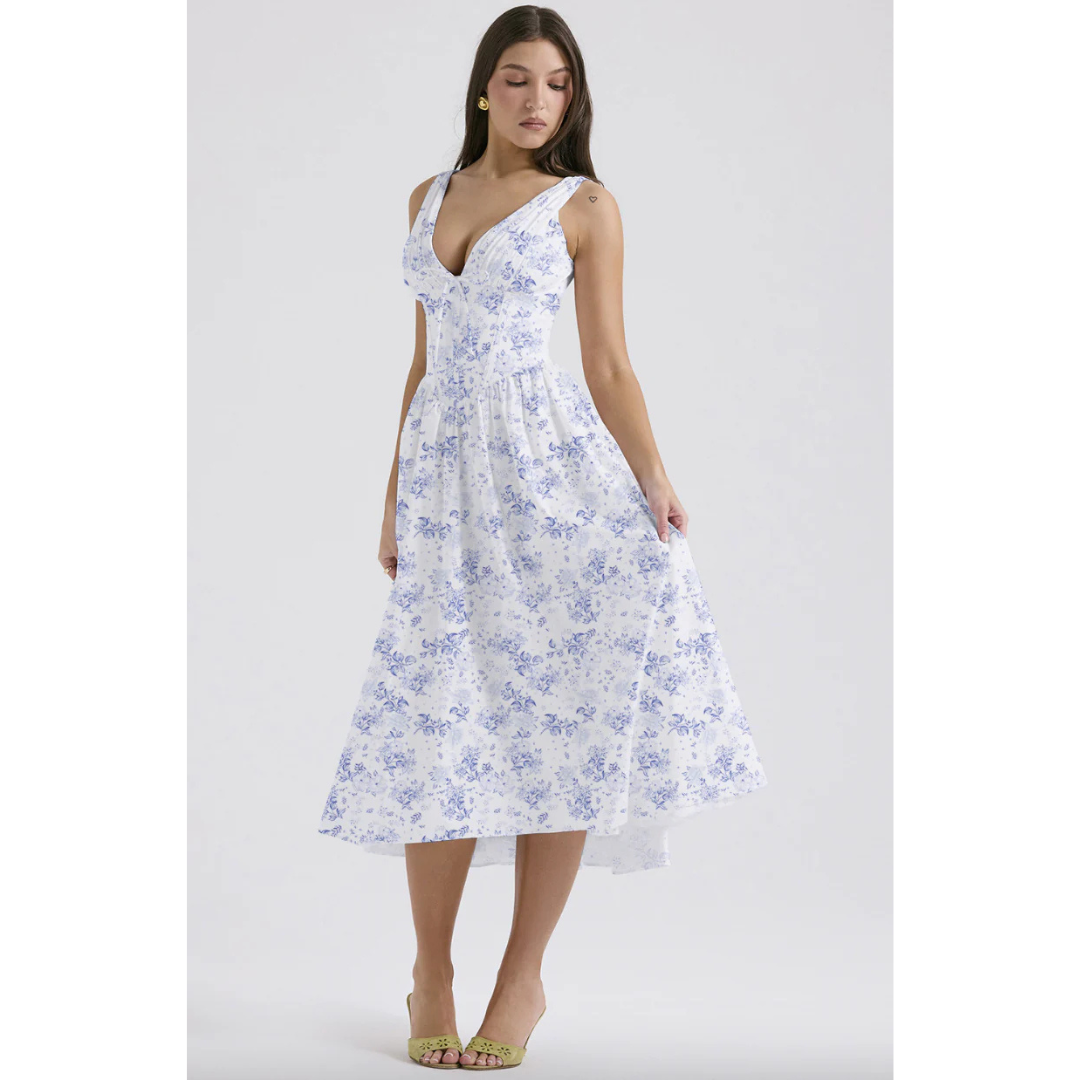Alin | Midi-jurk met bloemenprint voor bruiloftsgasten