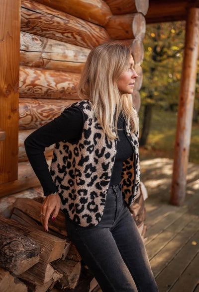 Ashley | Luipaard gebreid vest