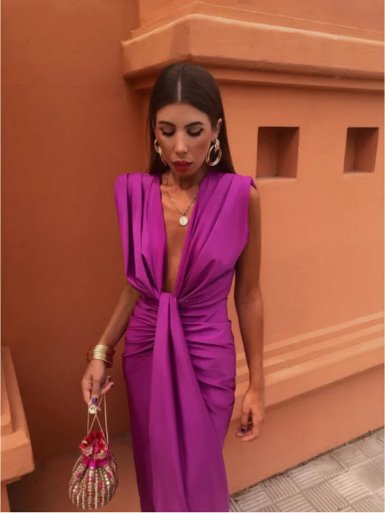 Chantal | Elegante damesjurk met diep decolleté voor bruiloftsgasten