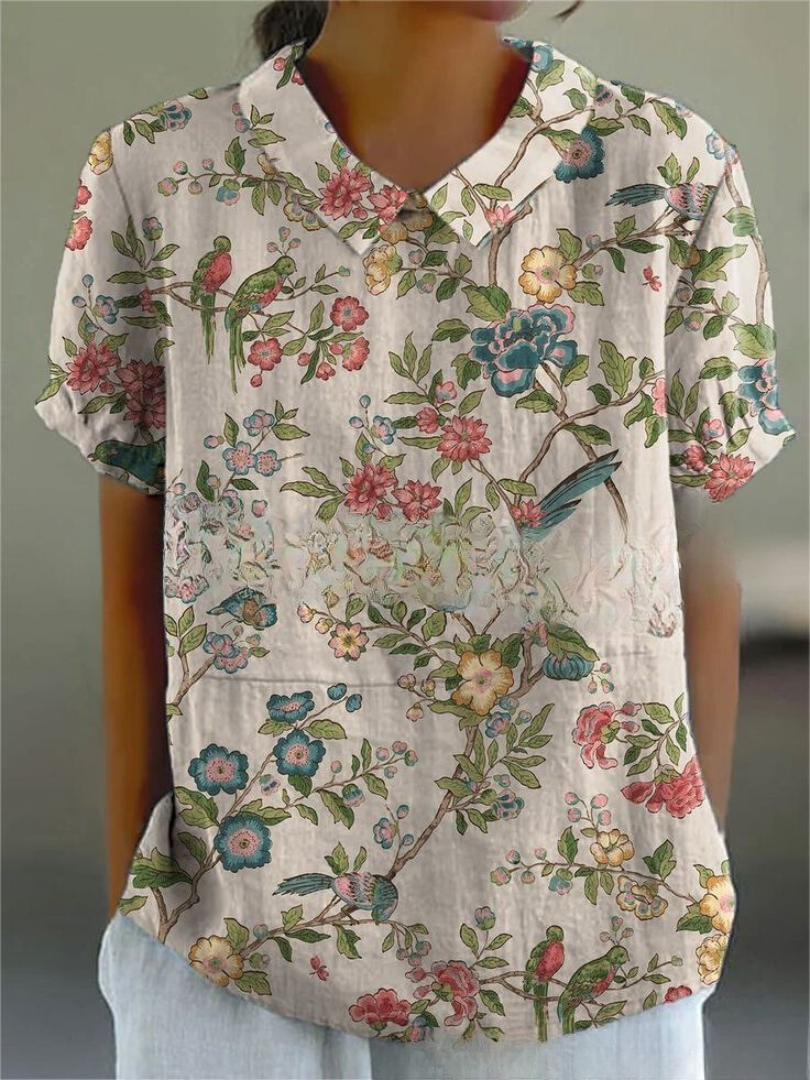 Flora | Vrouwelijke V-hals blouse