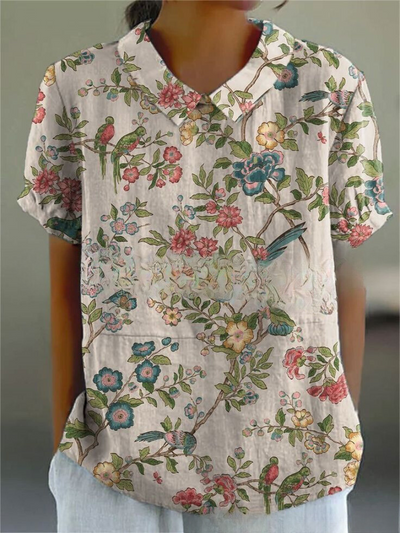 Flora | Vrouwelijke V-hals blouse