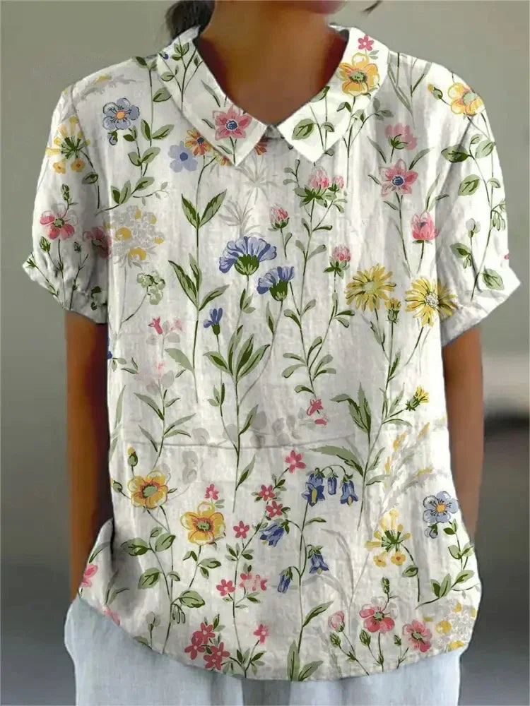 Flora | Vrouwelijke V-hals blouse