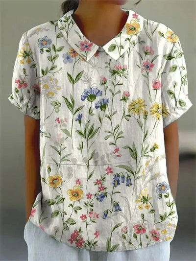Flora | Vrouwelijke V-hals blouse