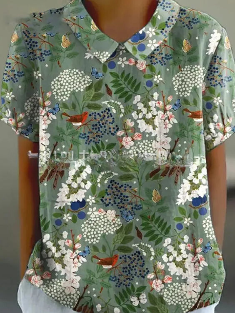 Flora | Vrouwelijke V-hals blouse