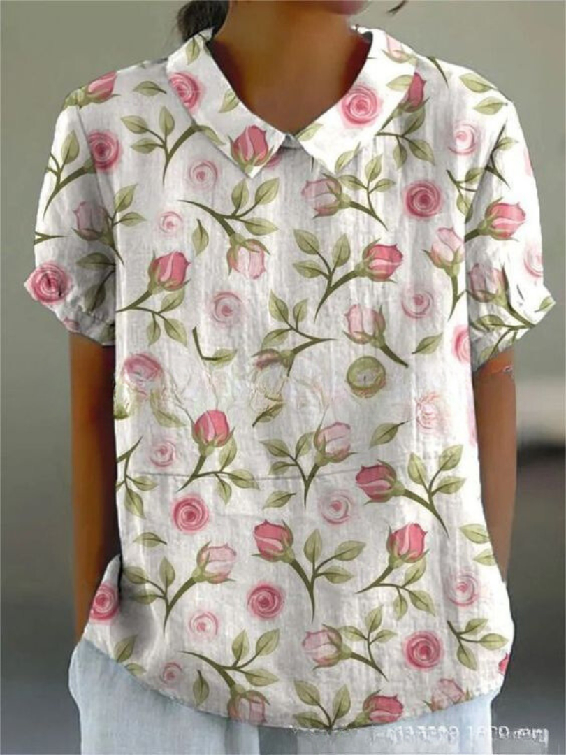 Flora | Vrouwelijke V-hals blouse
