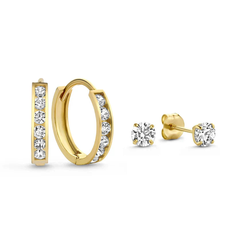 Dara Brillane Oorbellen Set | Goud