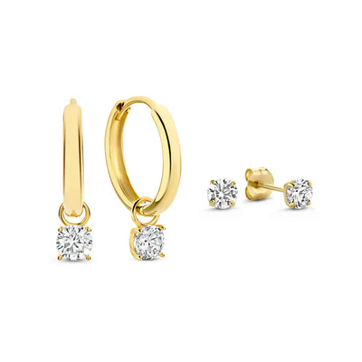 Maanstraal Steen Oorbellen Set | Goud