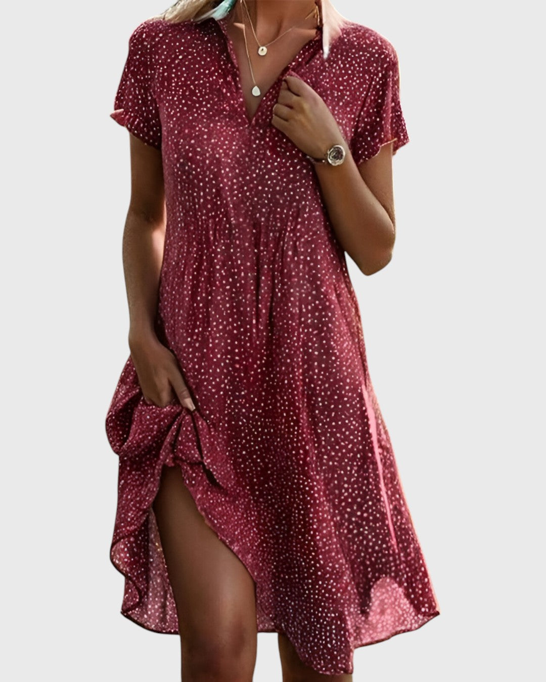 Juliette | Midi-jurk in polkadotstijl