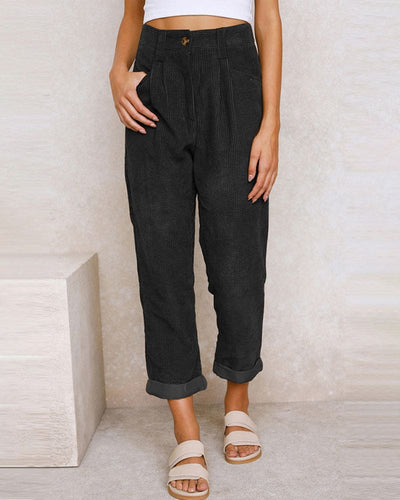 Makiko | Hoge taille katoenen corduroy broek