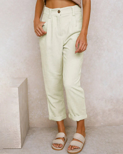 Makiko | Hoge taille katoenen corduroy broek