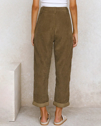 Makiko | Hoge taille katoenen corduroy broek