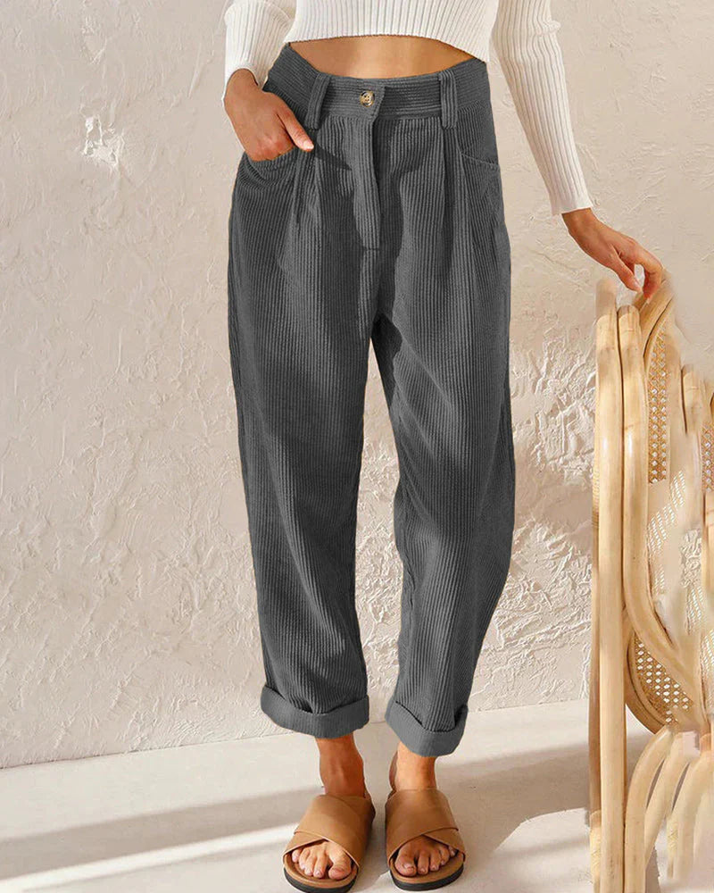 Makiko | Hoge taille katoenen corduroy broek
