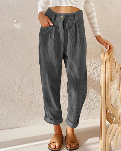 Makiko | Hoge taille katoenen corduroy broek