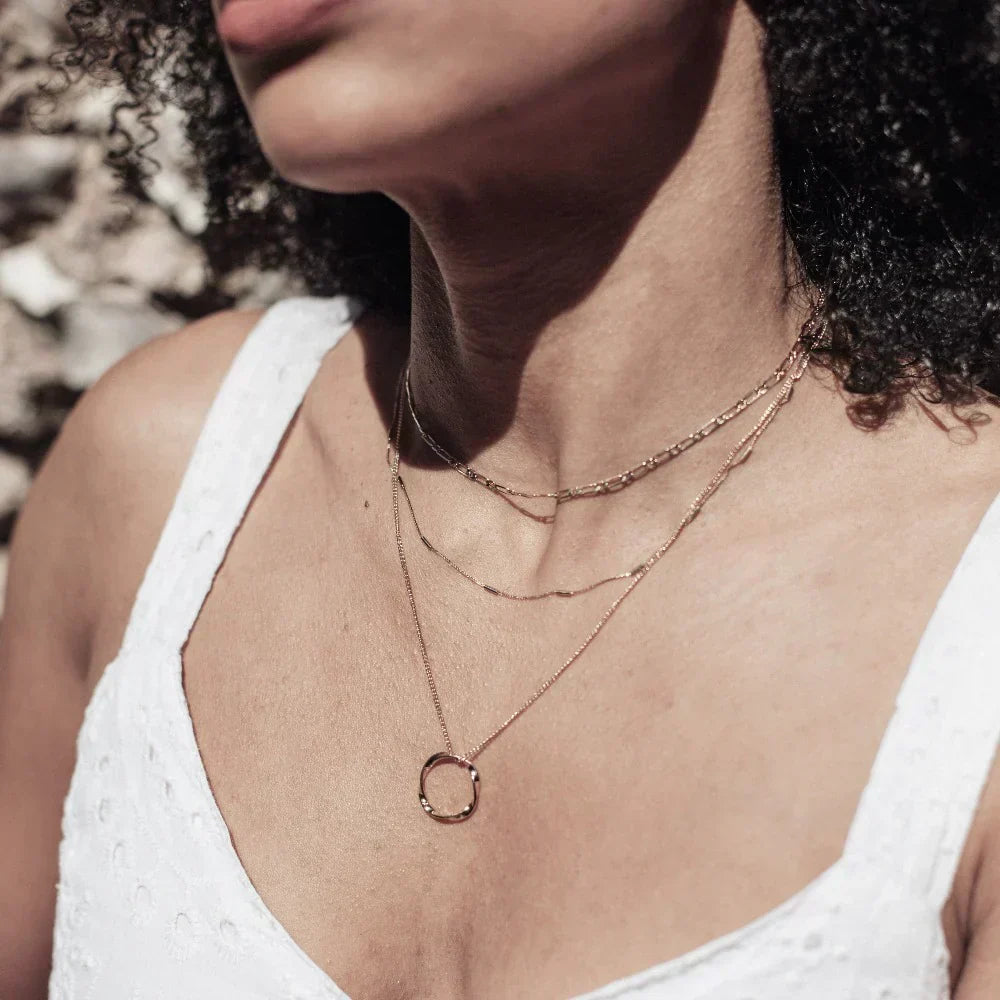 Open Cirkel Drie-rijige Ketting | Goud