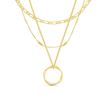 Open Cirkel Drie-rijige Ketting | Goud