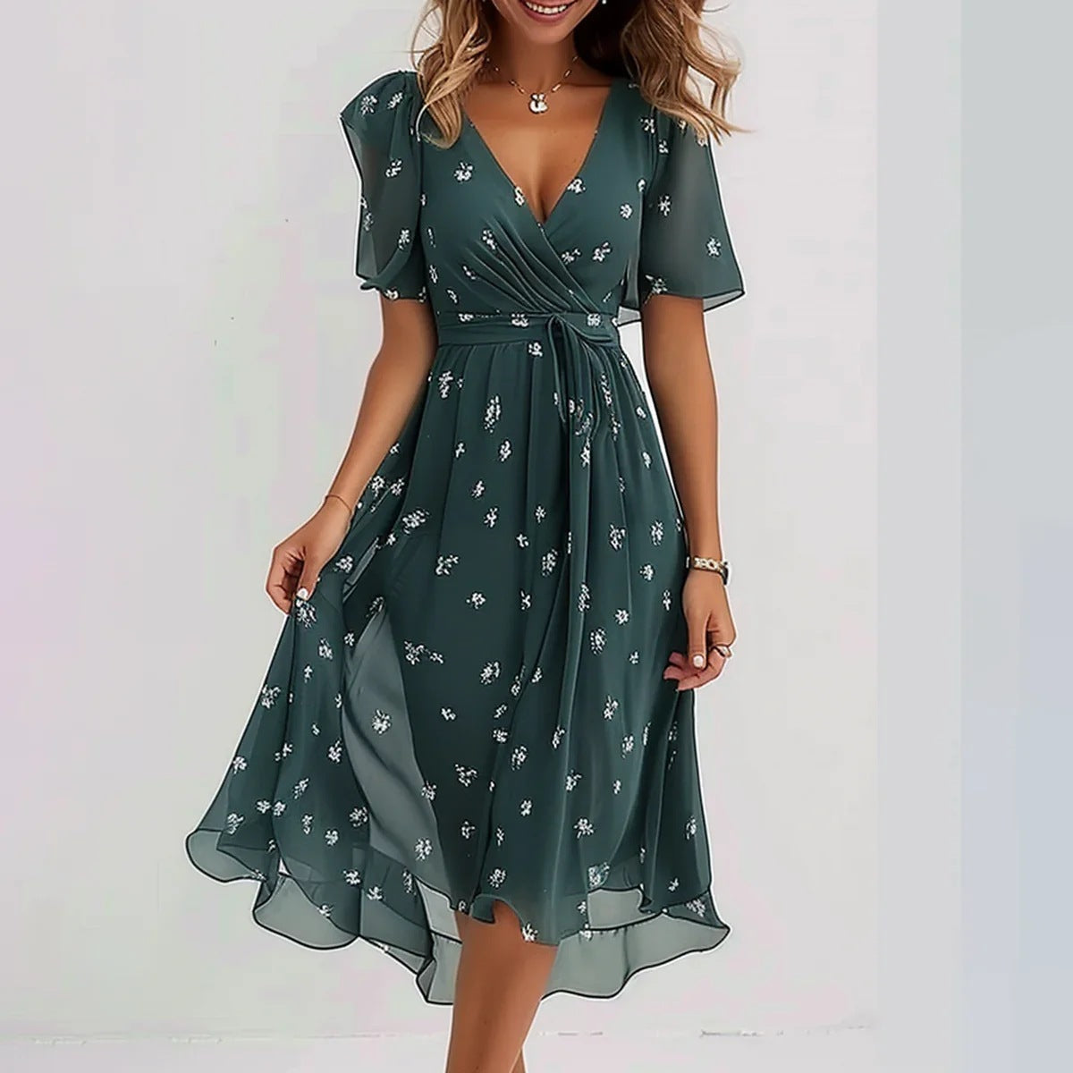 Priscilla | Elegante jurk met korte mouwen