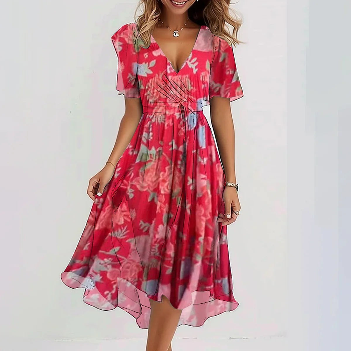 Priscilla | Elegante jurk met korte mouwen