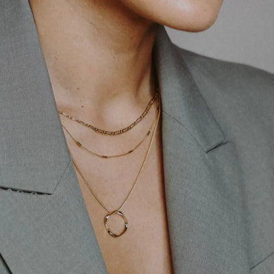 Open Cirkel Drie-rijige Ketting | Goud
