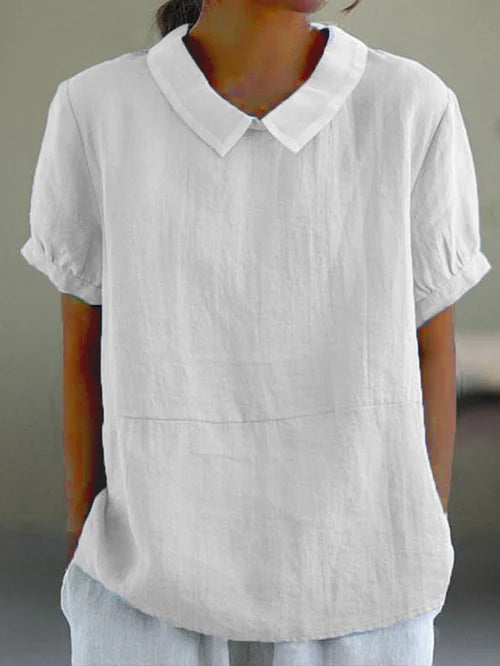 Zinnia | Linnen blouse met korte mouwen