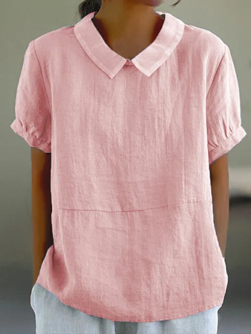 Zinnia | Linnen blouse met korte mouwen