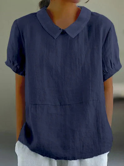 Zinnia | Linnen blouse met korte mouwen