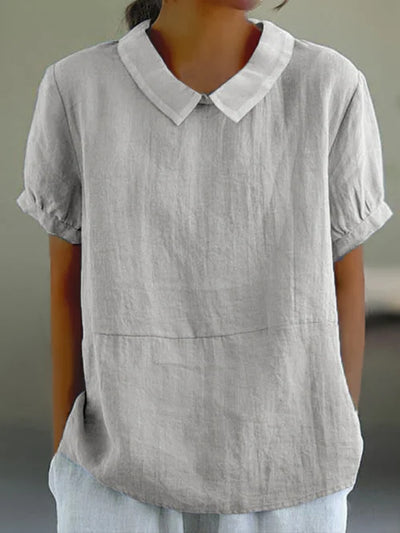 Zinnia | Linnen blouse met korte mouwen