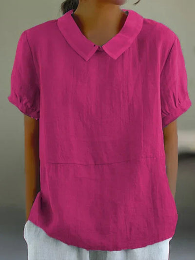 Zinnia | Linnen blouse met korte mouwen