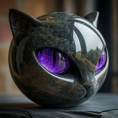 Caroline | Mysterieus zwart kattenkopsculptuur