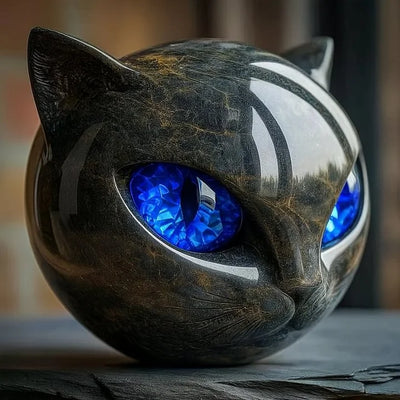 Caroline | Mysterieus zwart kattenkopsculptuur